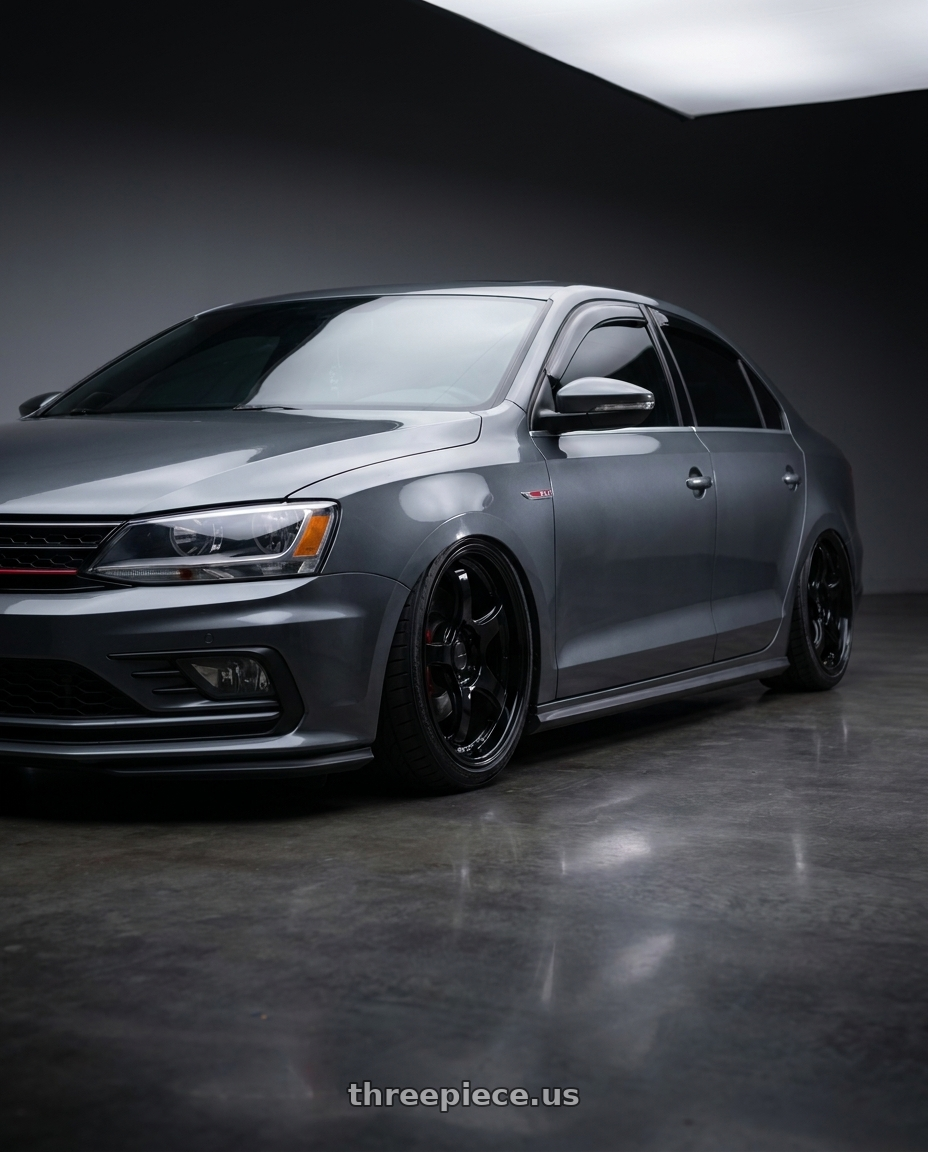 2016 VW GLI with WedsSport RN-05M 5x114.3 18x8.0+35 Gloss Black wheels