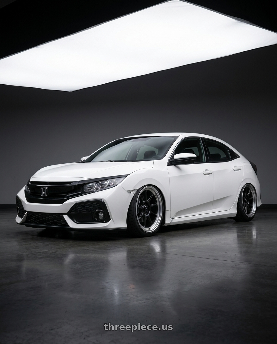 2019 Honda Civic with Konig Countergram 5x114.3 19x9.5+25 Matte Black / Matte Machined Lip wheels