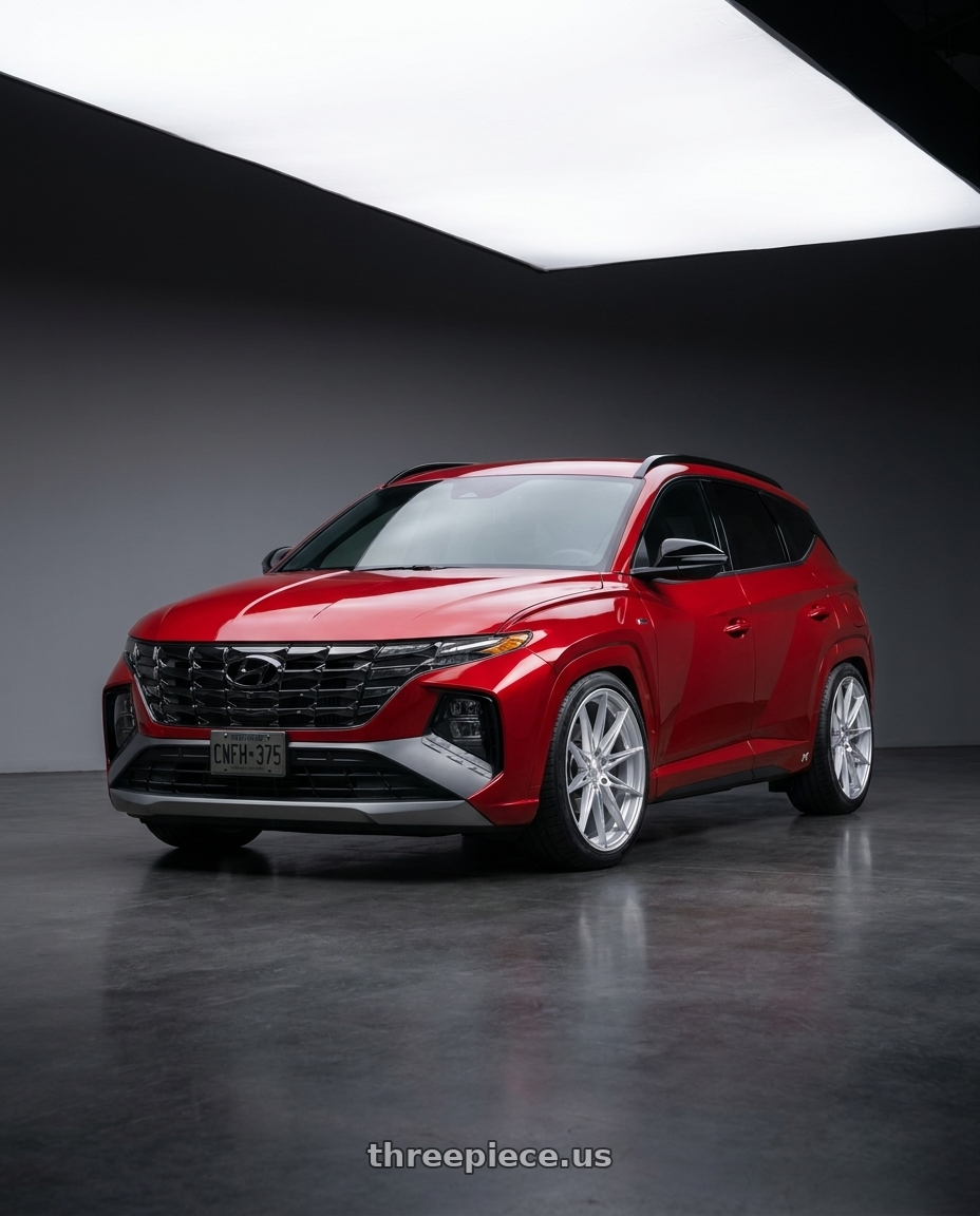 2022 Hyundai Tucson N line with KATANA RACING KR10 5x114.3 20x8.5 +40 Glossy Silver Machine Face wheels