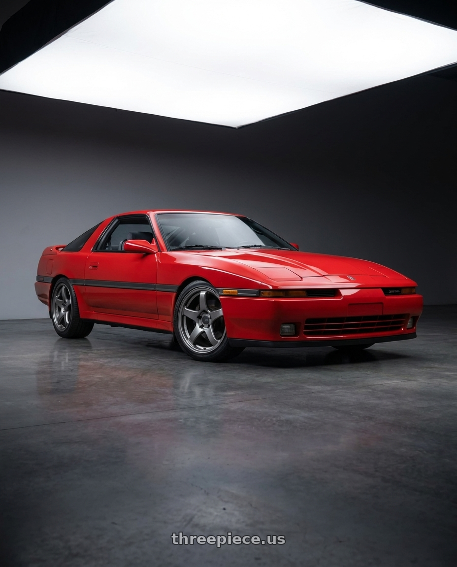 1989 toyota supra with Enkei PF05 5x114.3 17x8+35 Dark Silver wheels