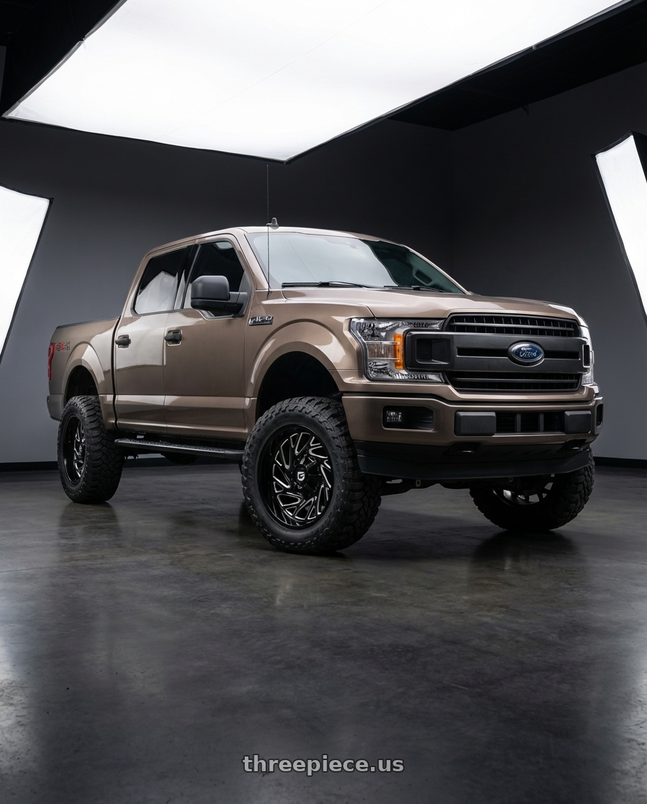 2019 Ford F-150 with Gear Off Road 769BM 6X135/6x139.7 22x10 -19 Gloss Black Milled wheels