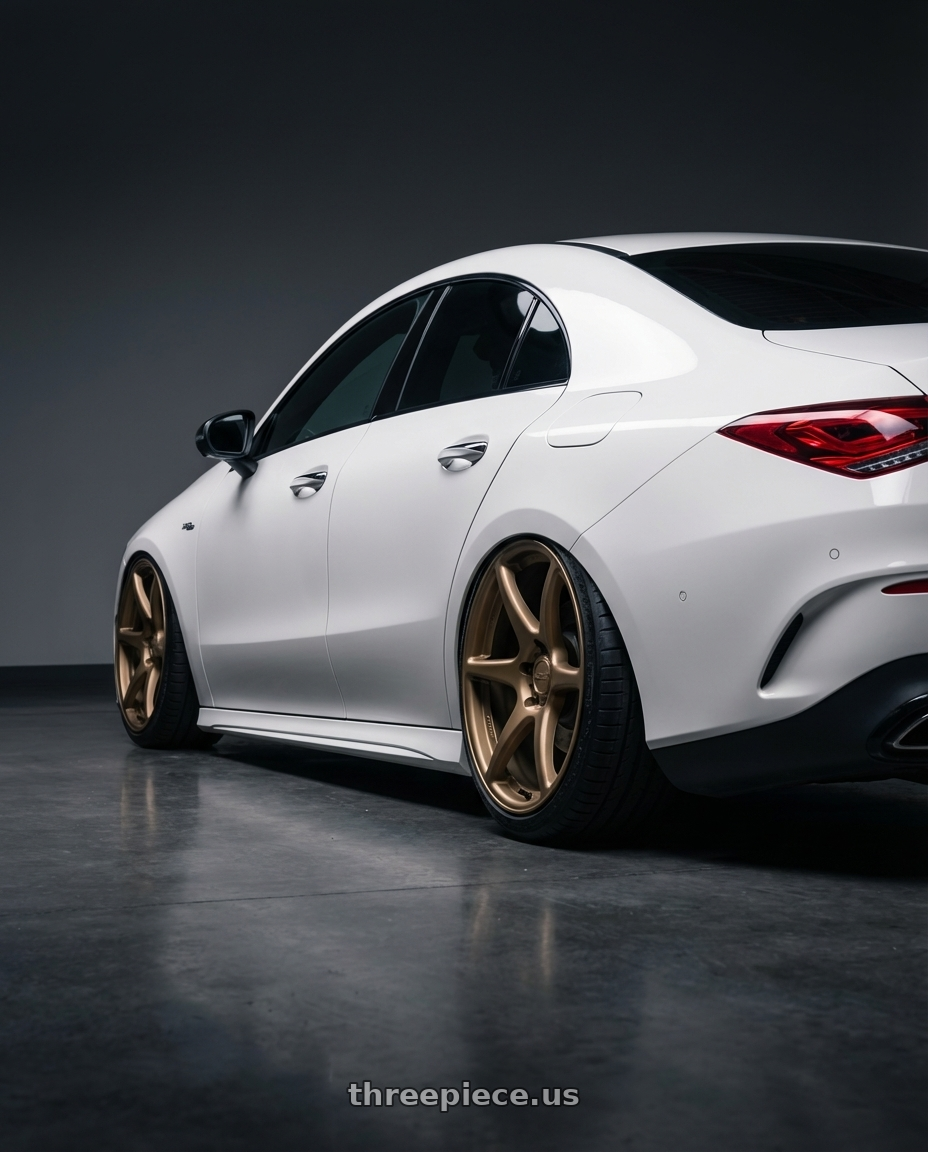 2023 Mercedes-Benz CLA C118 with Kansei K11B Tandem 5X112 19x9.5 22 Bronze wheels rear three quarter view slight stretch tires