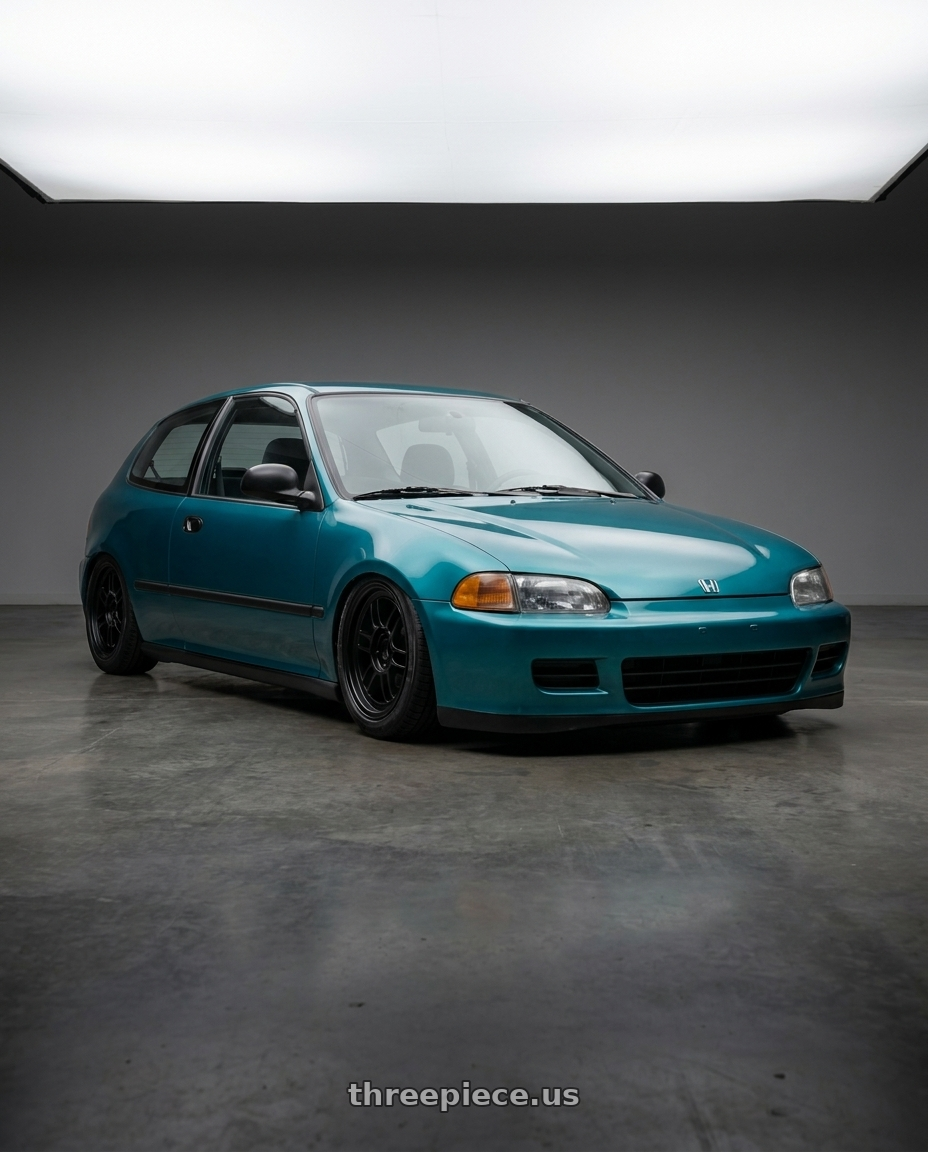 1992 Honda civic hatchback with Enkei RPF1 4x100 15x7+35 Black wheels