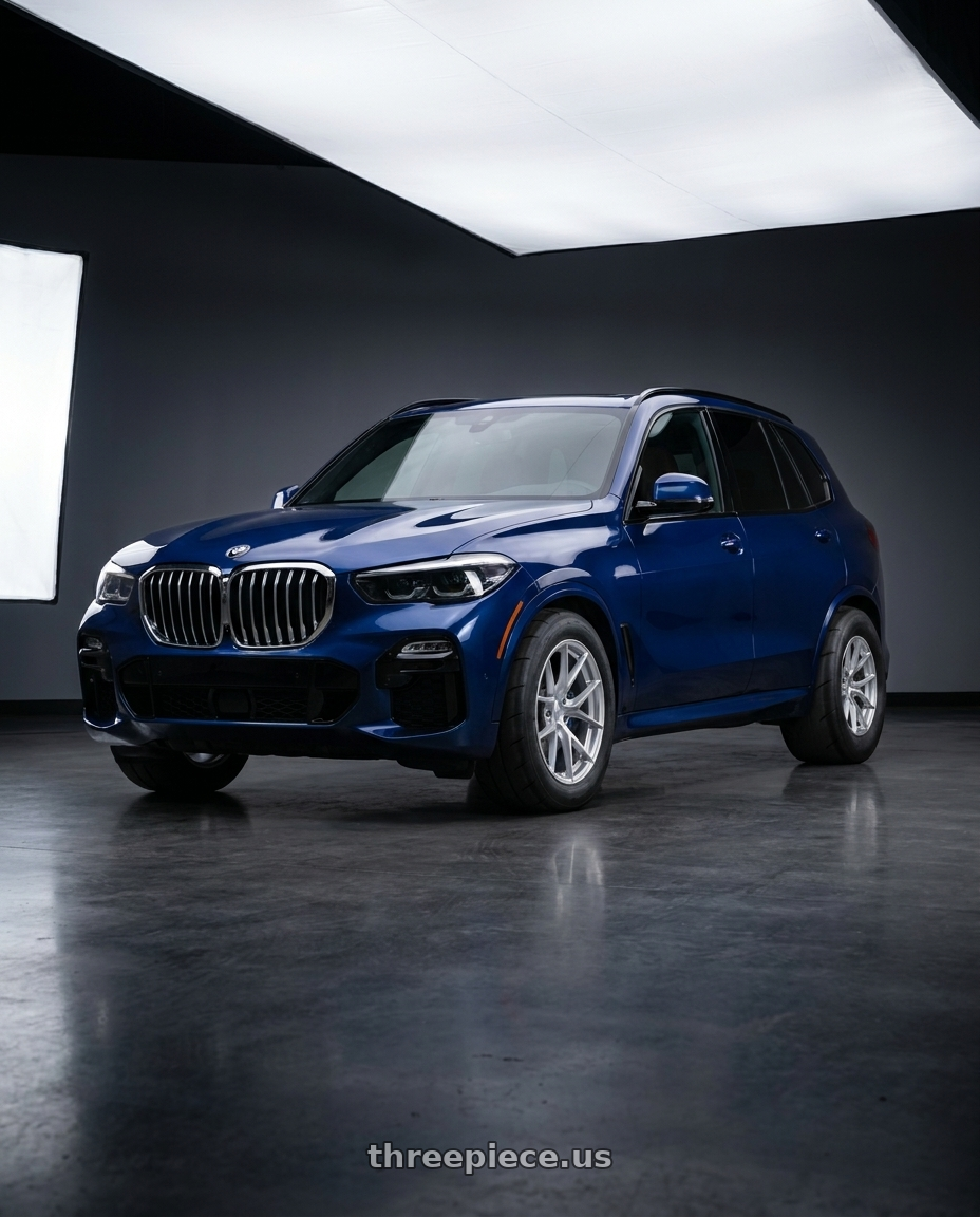 2026 BMW X5 with Aodhan AFF7 5x112 19x9.5+35 Gloss Silver Machined Face wheels