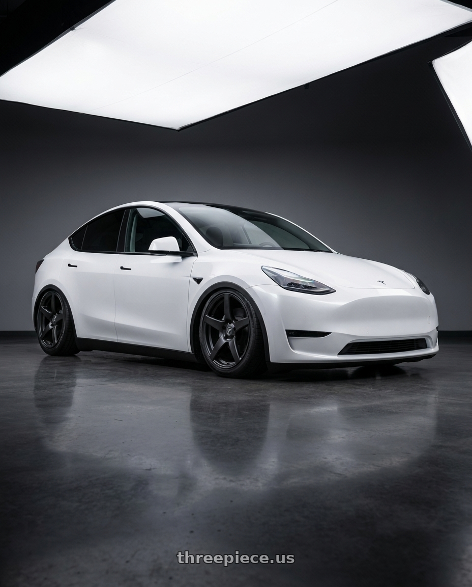 2024 Tesla Model Y with Forgestar CF5 5x114.3 20x9 +35 Satin Black wheels