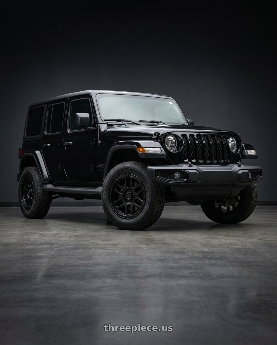 2021 Jeep Wrangler Sport with KMC KM544 MESA 5X127 17X9 +18 SATIN BLACK WITH GLOSS BLACK LIP wheels