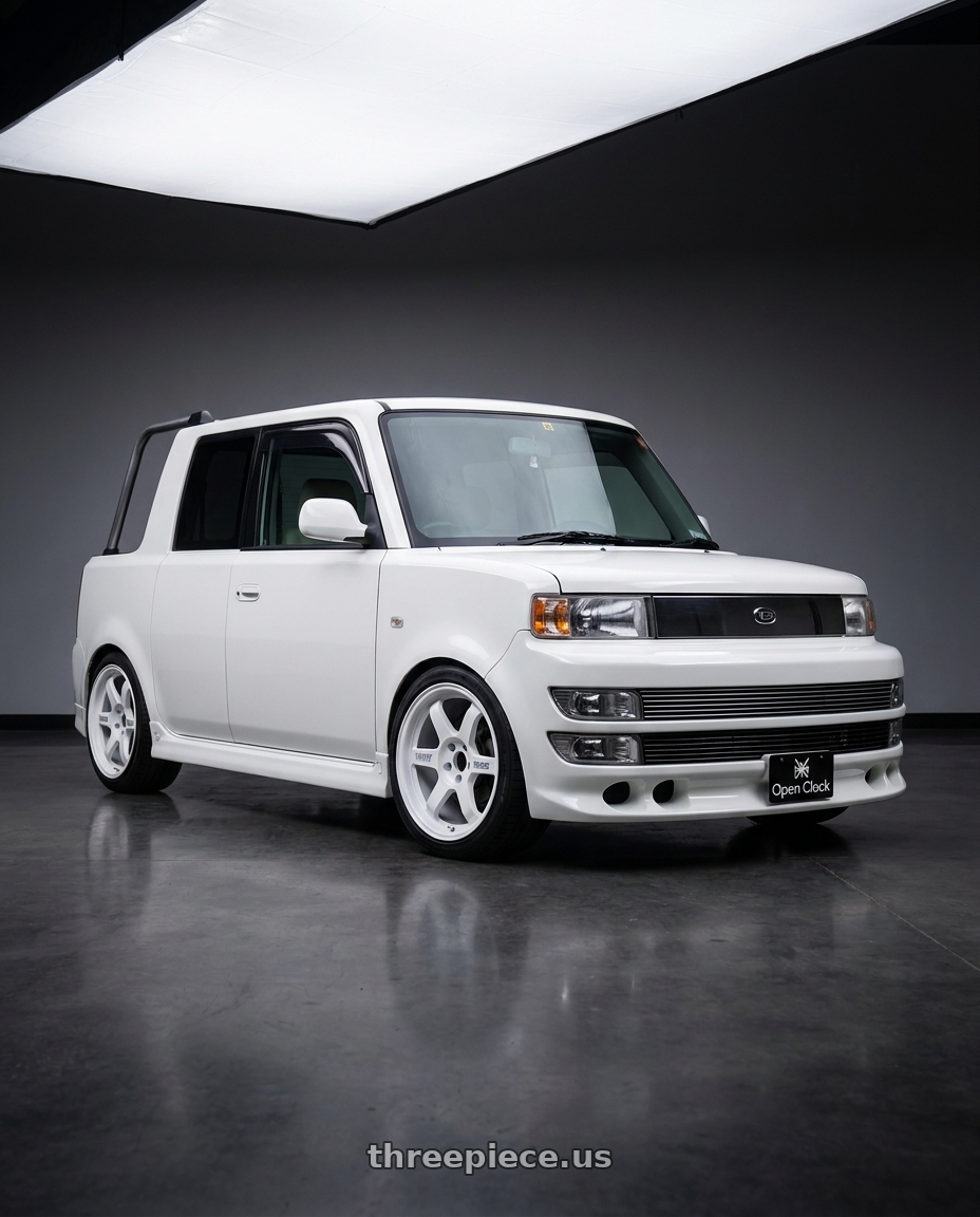 2001 toyota bb opendeck with Volk Racing TE37V 10th Anniv 4x100 17x7.5+30 Dash White wheels