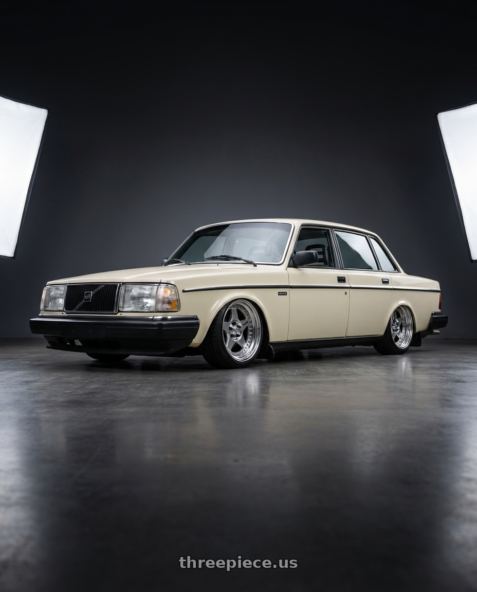 1989 Volvo 244 DL cream with Work Meister Cr01 5x108 16x7+20 O Disk Bright Buff Finish wheels