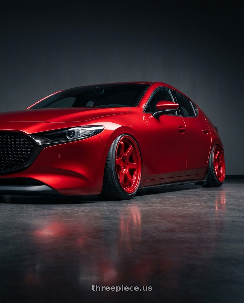 2024 Mazda 3 with 9six9 SIX-1 5x114.3 18X8.5 +20 Candy Apple Red wheels