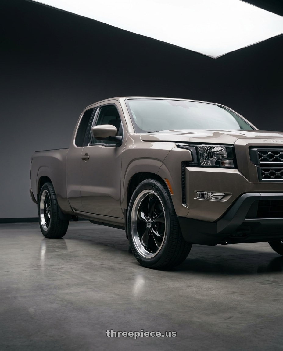 2025 Nissan Frontier King Cab with American Racing AR105 TORQ THRUST M 5X127 18X8 0 GLOSS BLACK W/ MACHINED LIP wheels