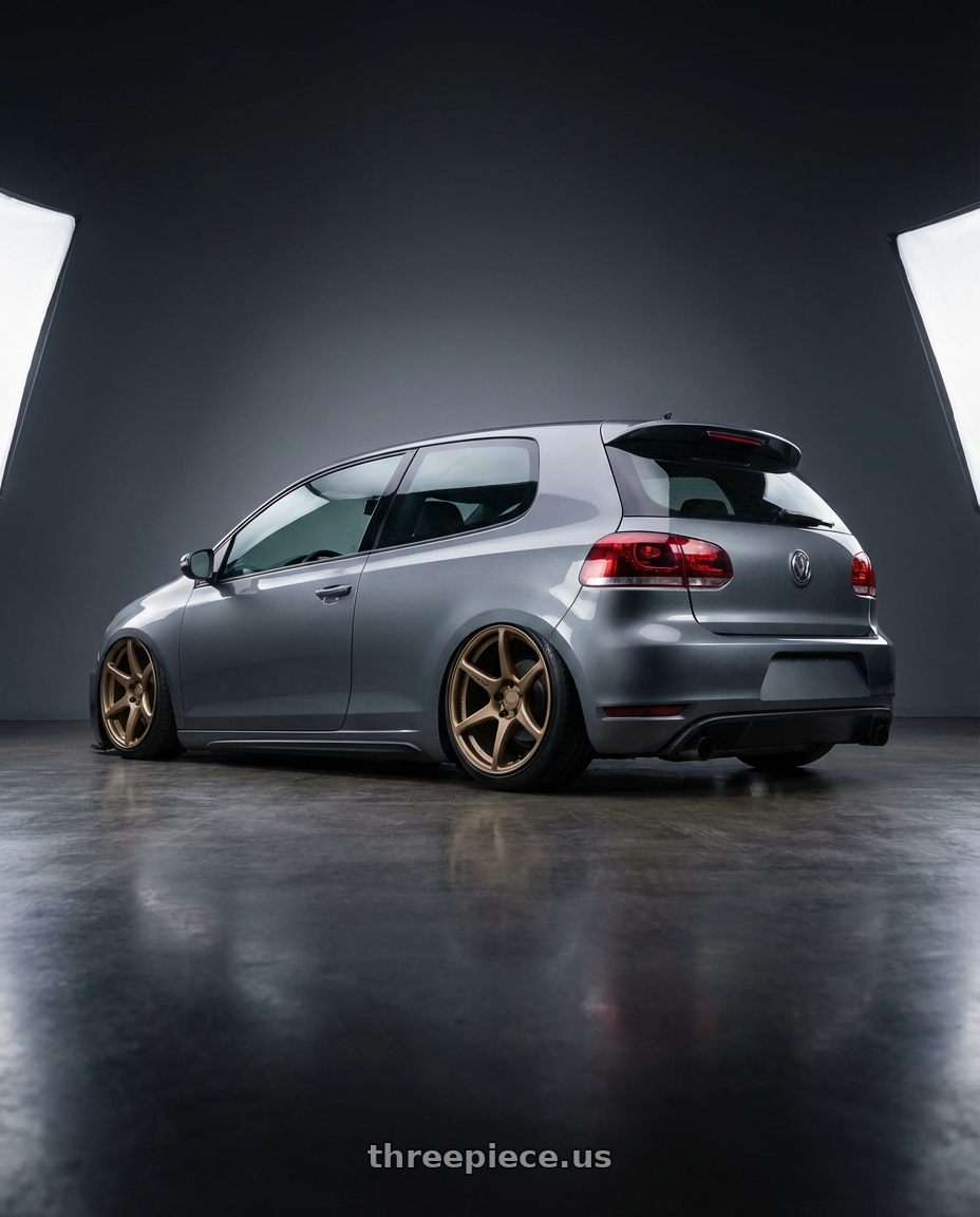 2013 Volkswagen GTI MK6 with Kansei K11B Tandem 5X112 18x8.5 35 Bronze wheels rear three quarter view slight stretch tires