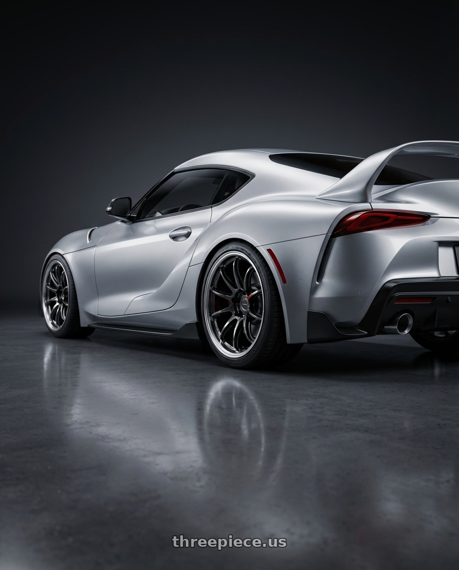 2022 Toyota Supra 3.0 Premium  with Work Emotion Zr10 4x100 15x5 +48 Glim Black Diamond Rim cut wheels rear three quarter view square tires