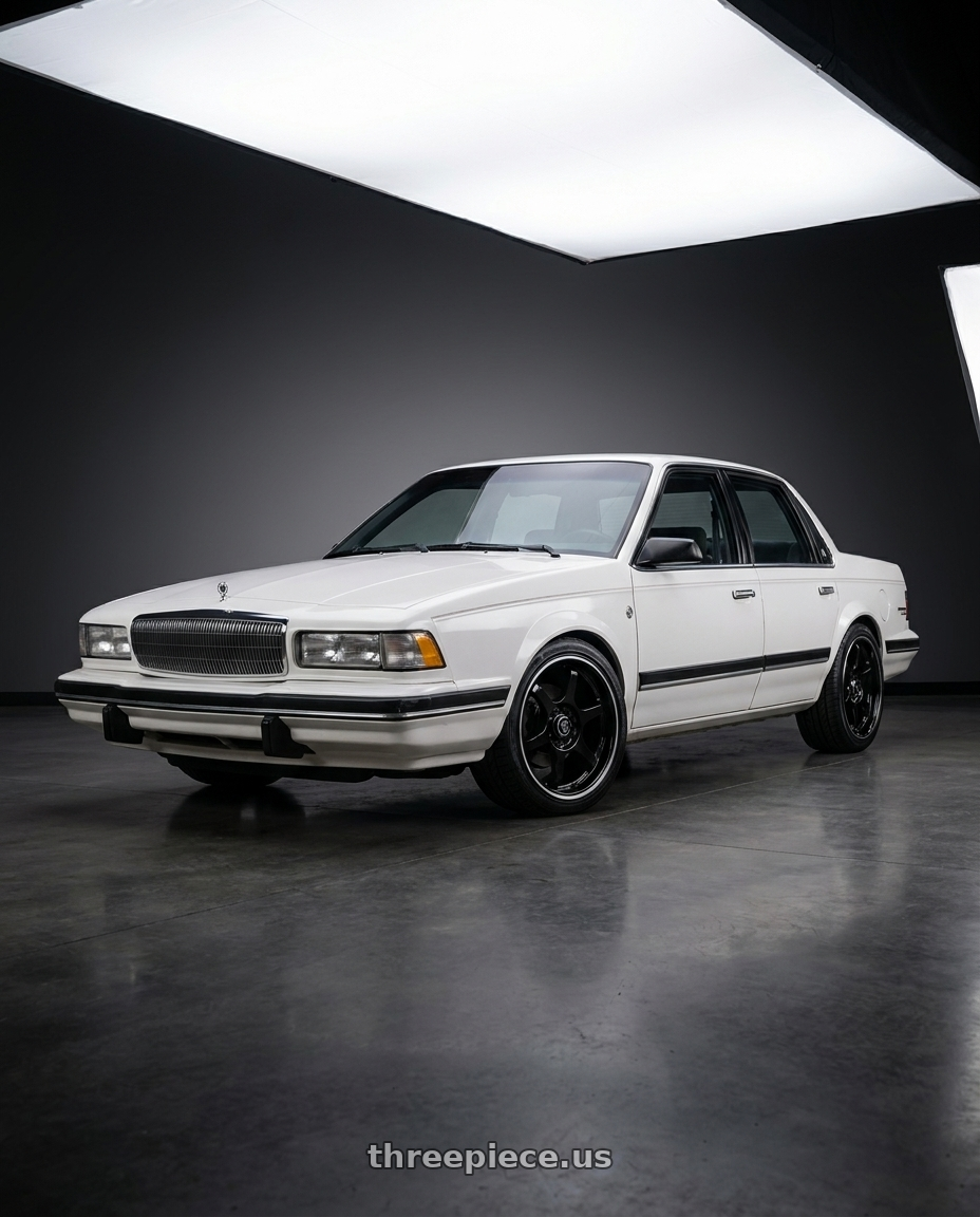 1990 Buick century limited white with G - LINE ALLOYS G6049 5x100/5x114.3 15x7+35 BLACK / MACHINED LINE wheels