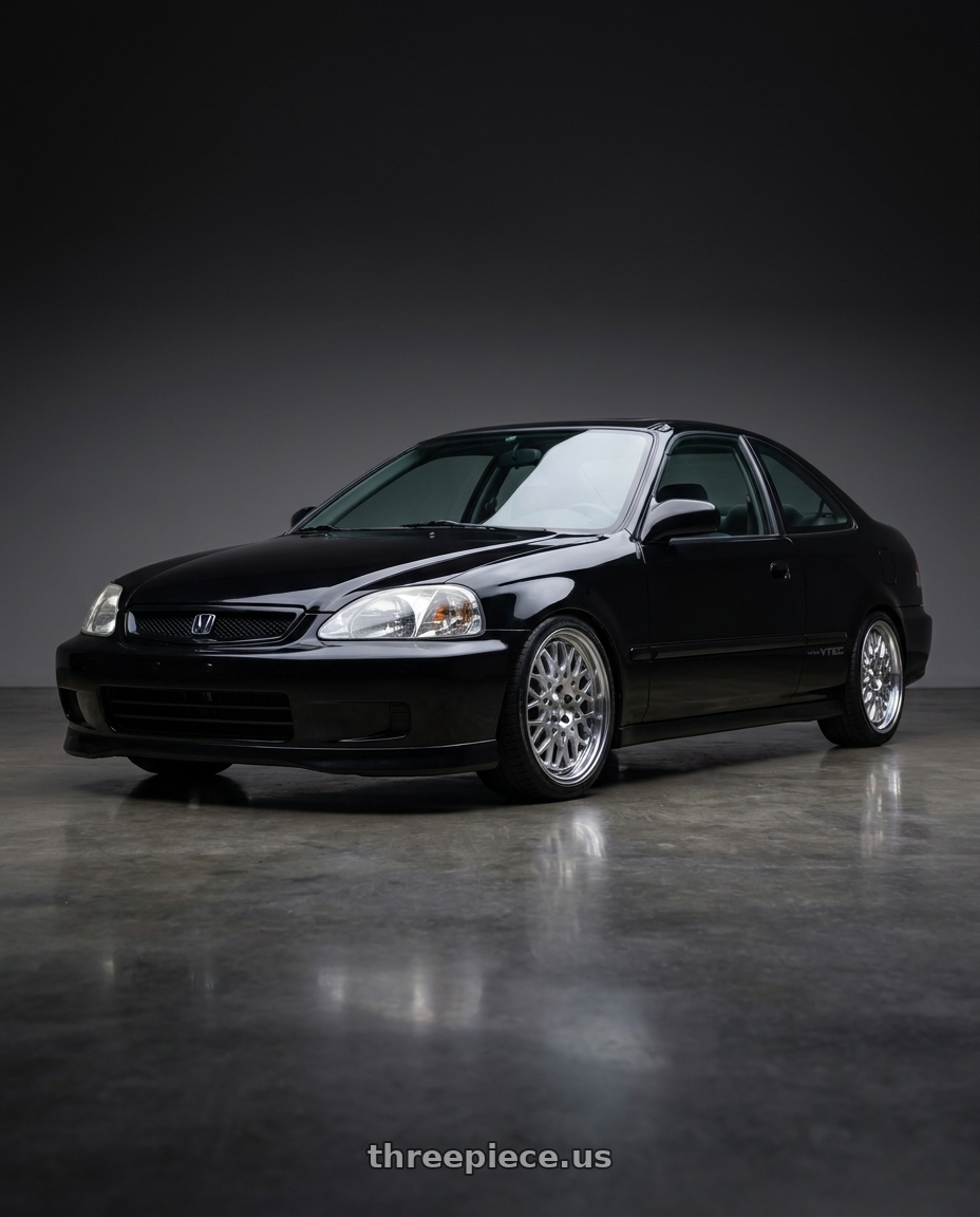 2000 Honda civic with Work Seeker Cx 4x100 16x7+38 A Disk Matte Silver Polish wheels