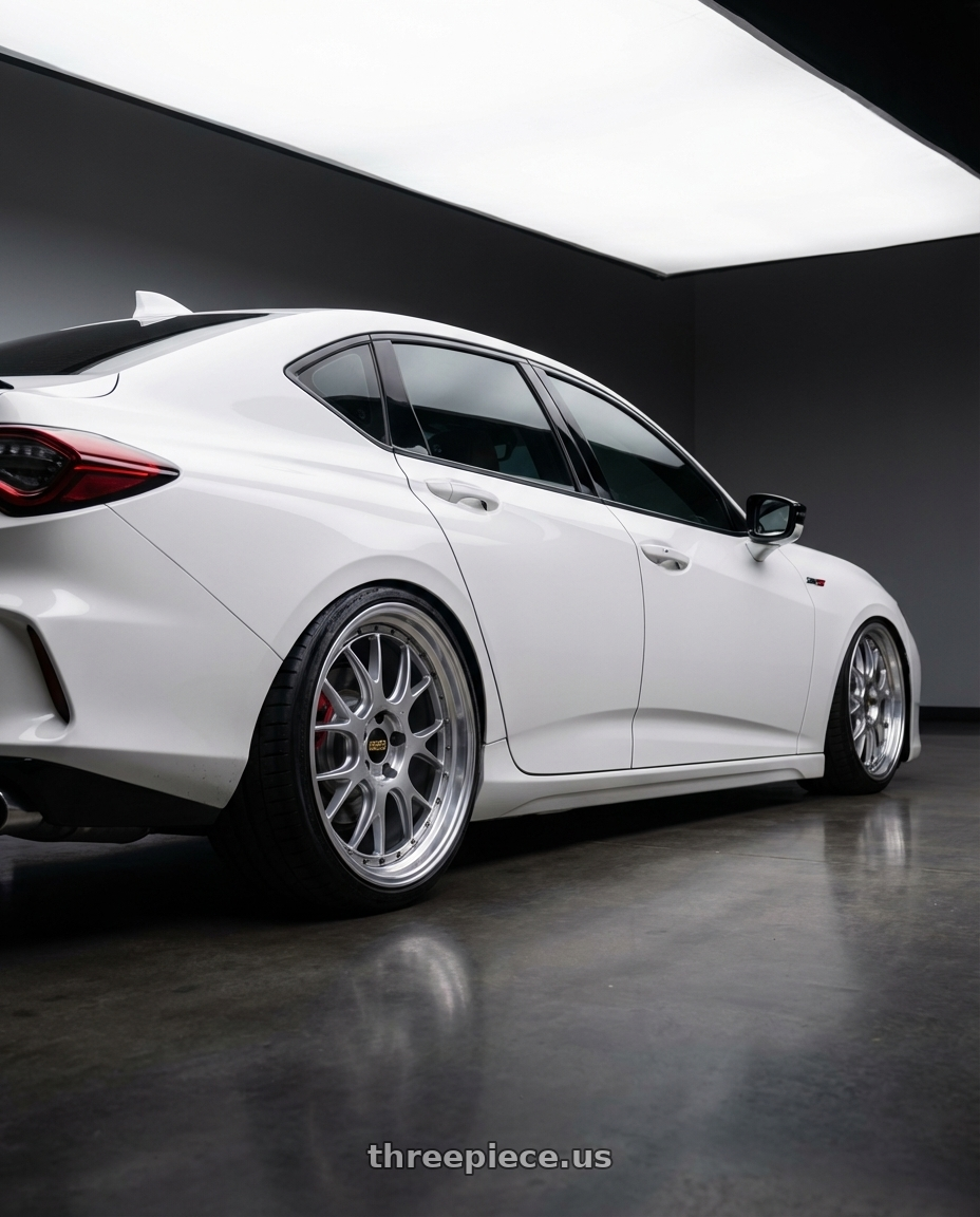 2023 acura tlx type s  with BBS LM-R 5x120 20x11.0+40 Diamond Silver wheels rear three quarter view slight stretch tires