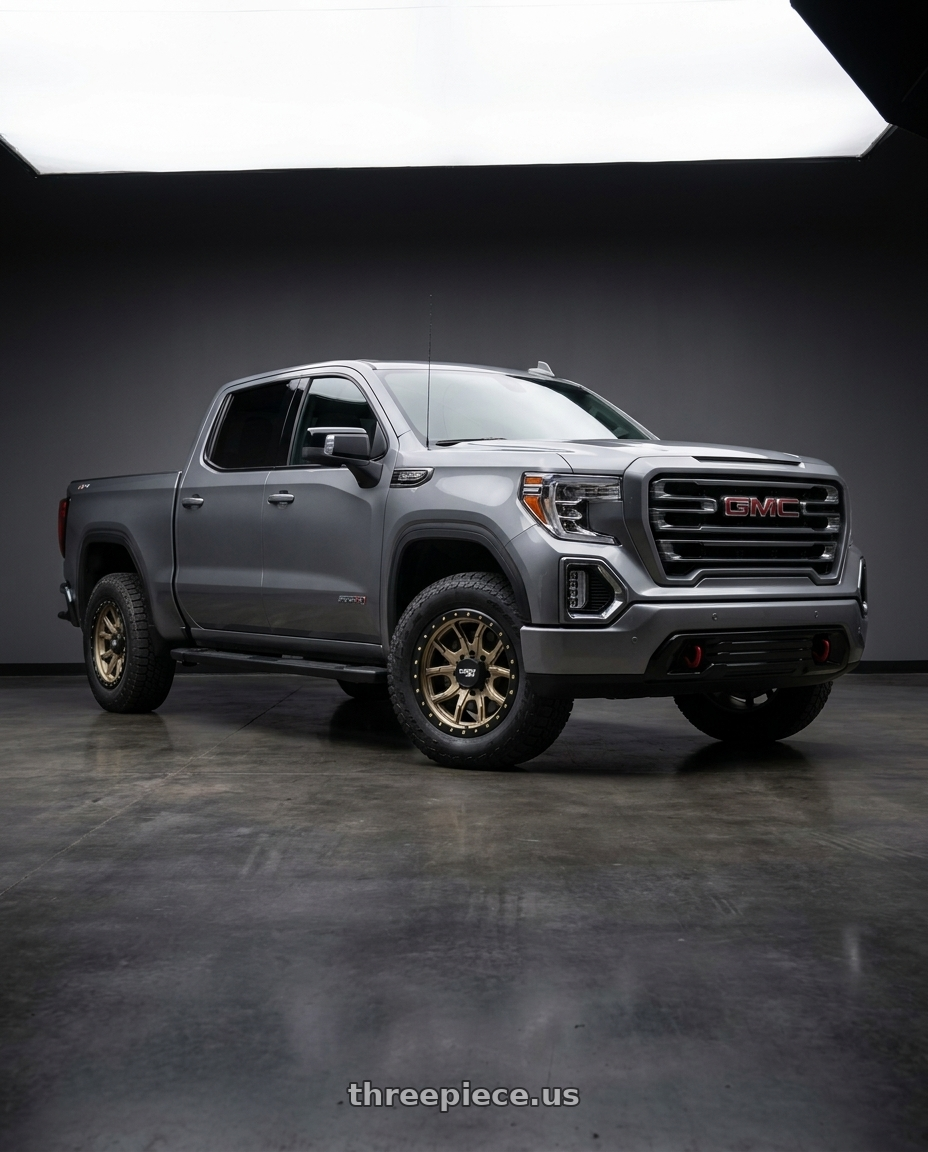 2021 GMC Sierra 1500 AT4 with Dirty Life Dt-1 9303 6x139.7A 17x9-12 Satin Gold W/Simulated Ring wheels