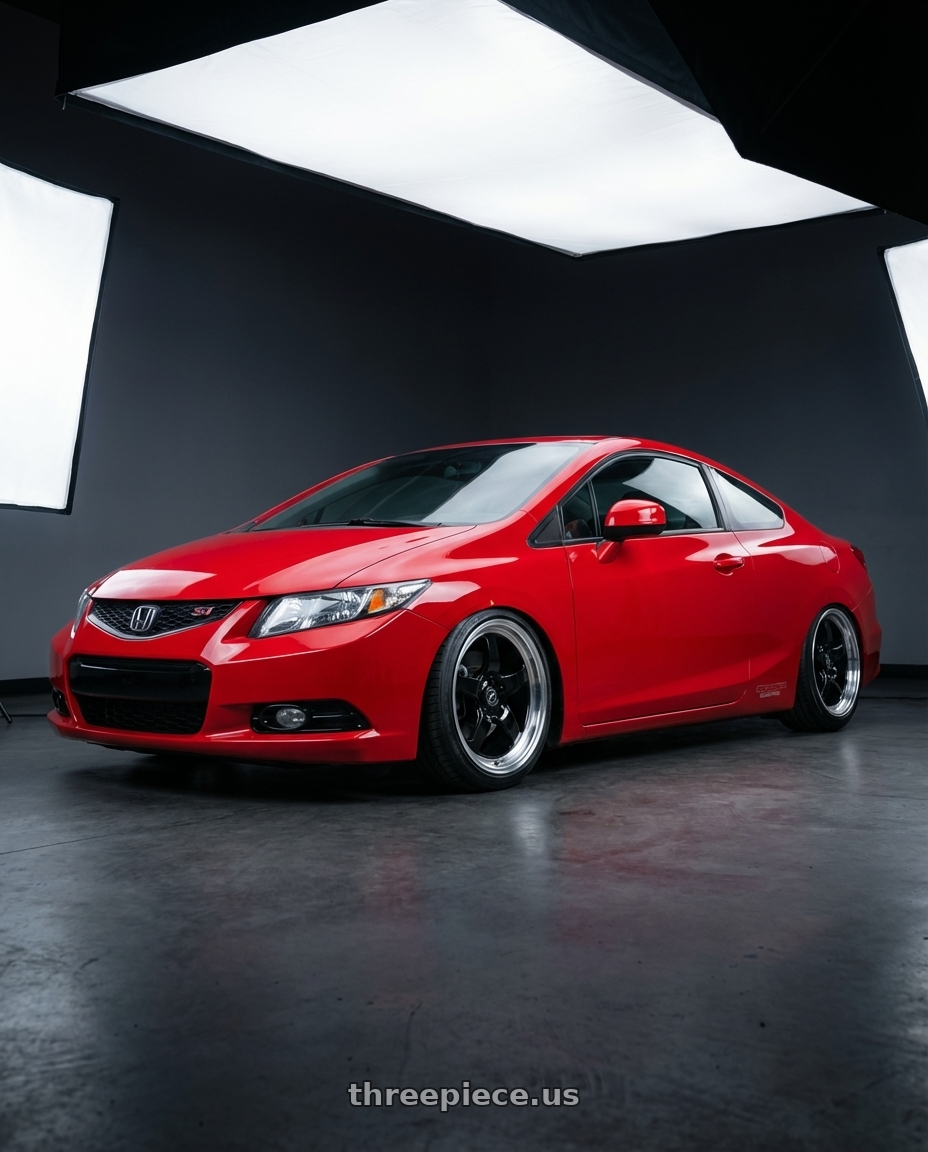 2015 Honda Civic Si with Forgestar D5 Drag 5x114.3 18x10 +22 Gloss Black Machined wheels