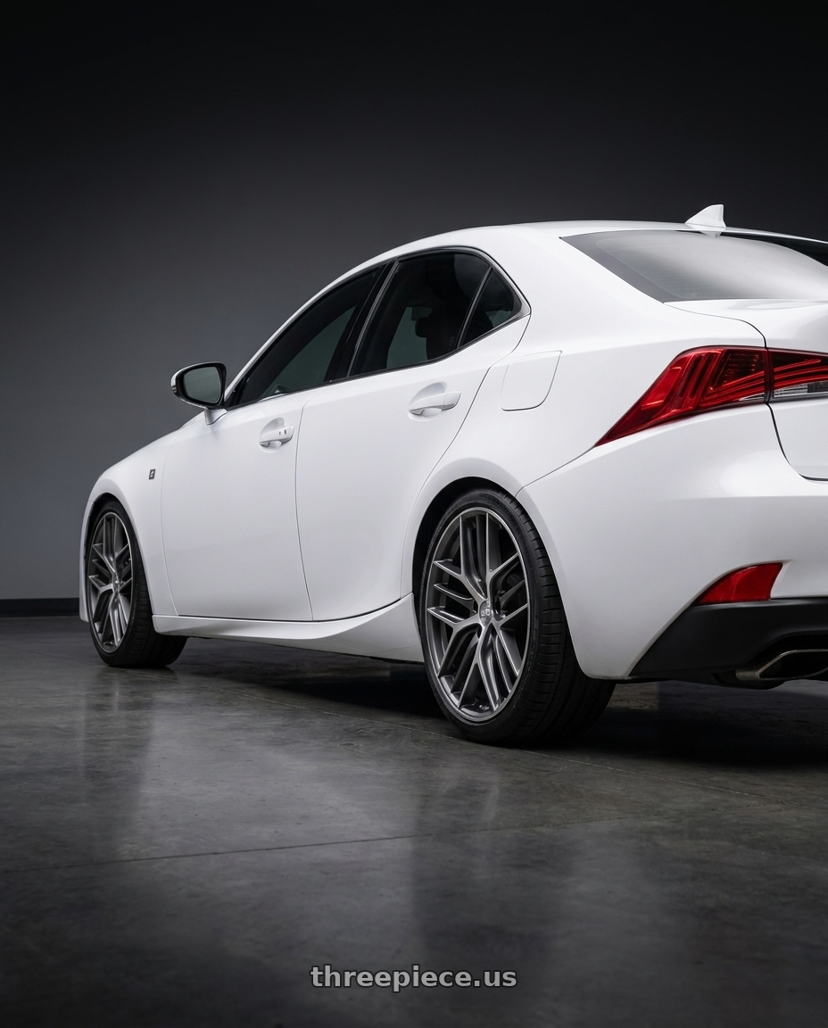 2018 Lexus IS 350 F Sport with BBS CC-R 5x114.3 19x8.5+30 Graphite w/ Diamond Cut Face wheels rear three quarter view square tires