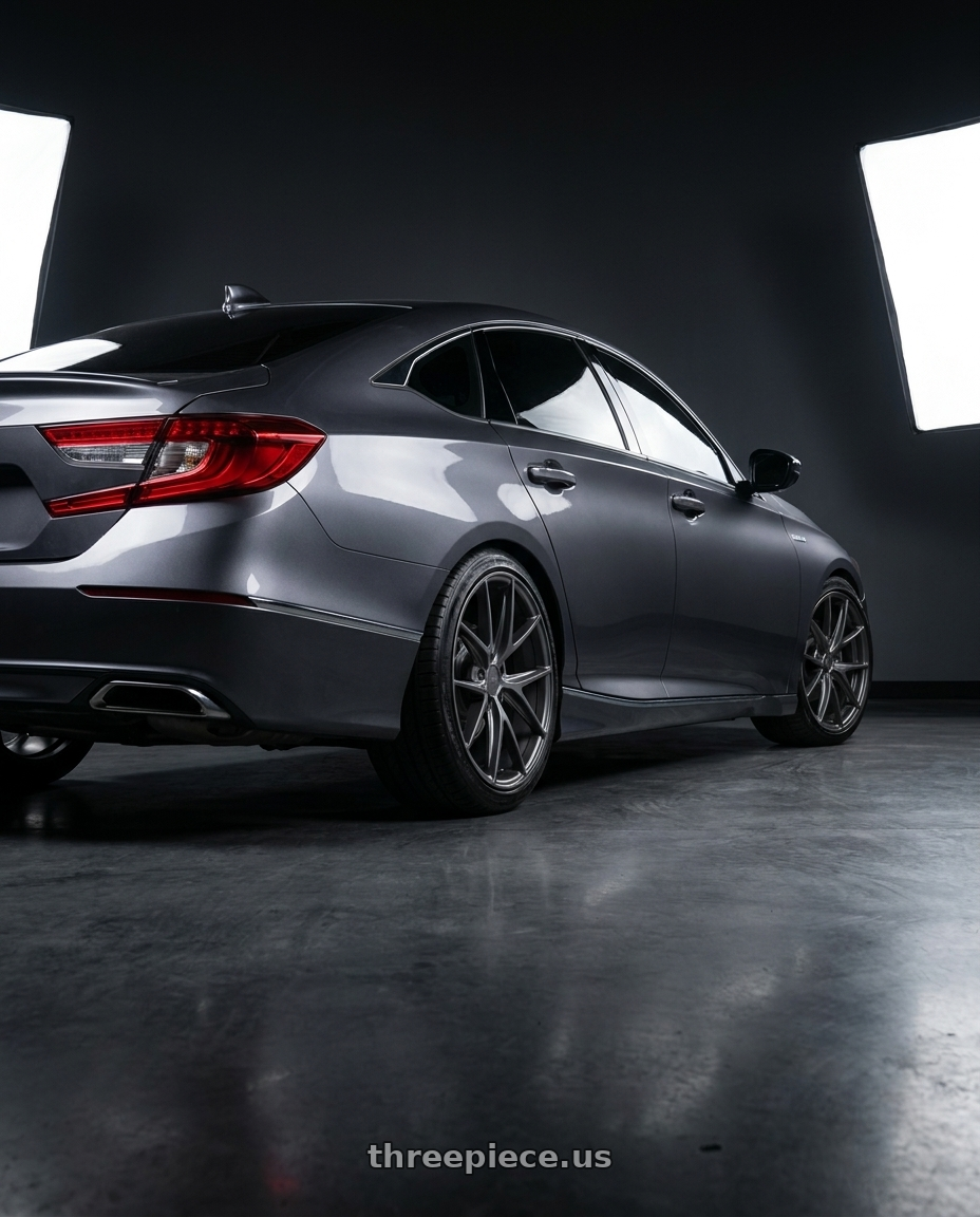 2022 Honda Accord Touring with Niche 1PC M116 MISANO 5X120 20X9 +35 MATTE GUN METAL wheels rear three quarter view slight stretch tires