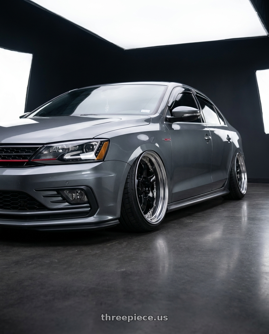 2016 VW GLI with Work Meister S1 3P 5x100 18x7+35 A Disk Black wheels