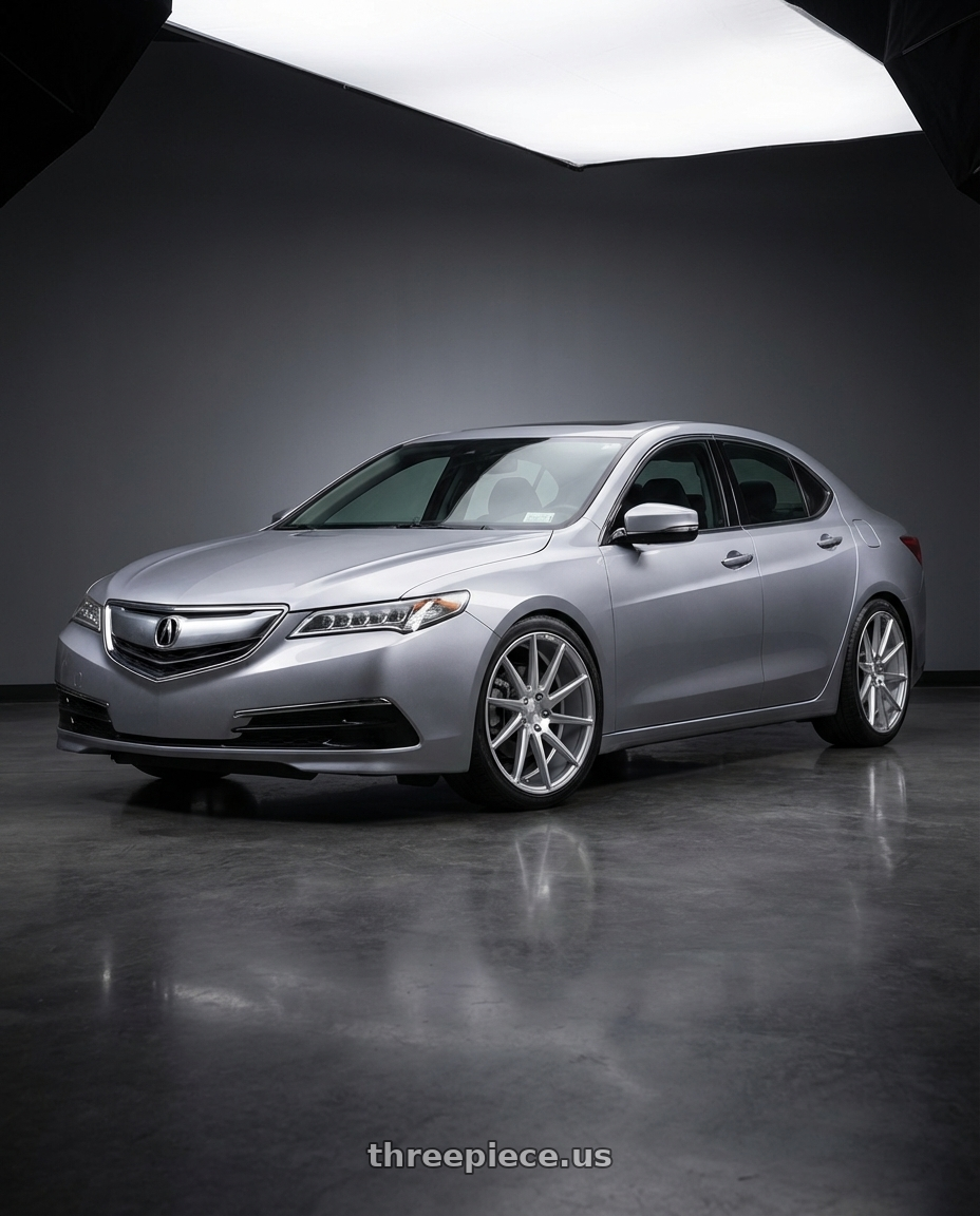 2019 Acura TLX with Niche 1PC M112 SURGE 5X114.3 19X8.5 +35 GLOSS SILVER MACHINED wheels