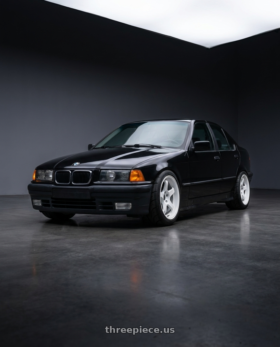 1992 BMW 320I E36 Limousine with Volk Racing TE37SL 5x114.3 18x10.5 +22 DASH WHITE wheels