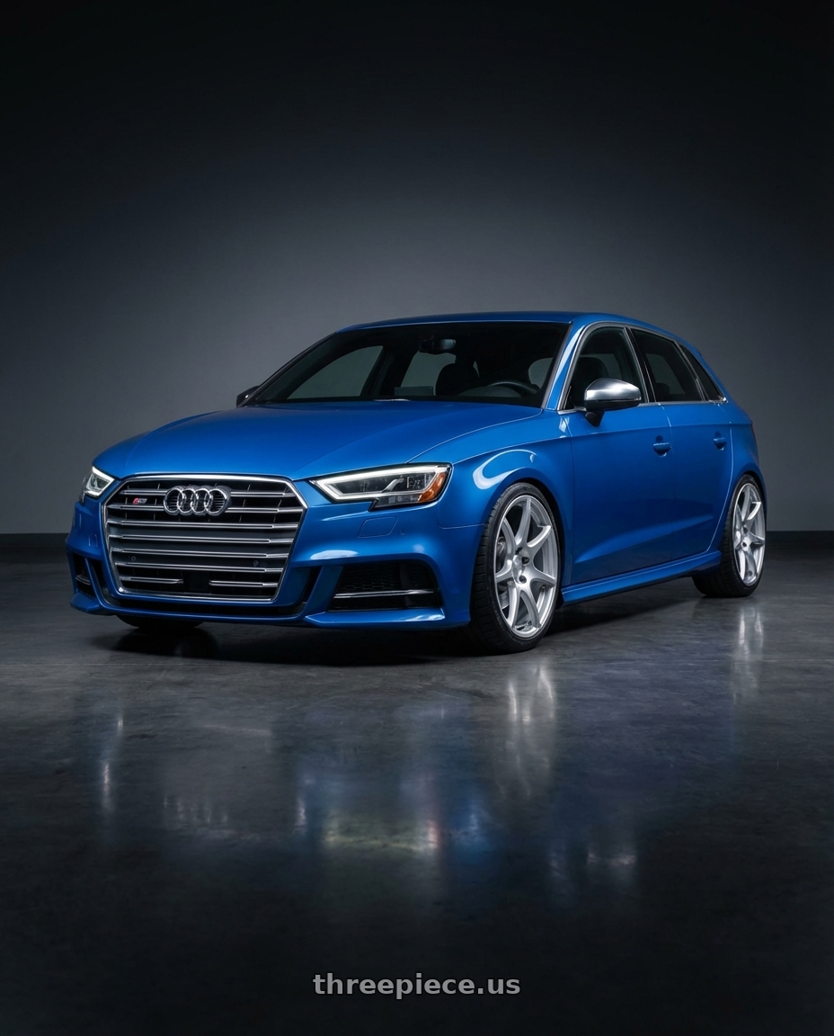 2019 Audi S3 8V with Kansei K11S Tandem 5X112 18x8.5 35 Hyper Silver wheels