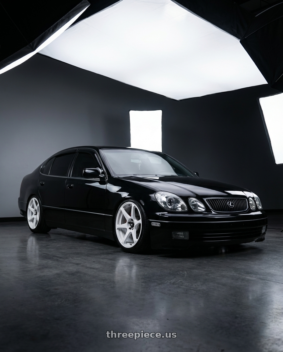 2002 lexus gs300 with Motegi MR154 BATTLE 5X114.3 18X9.5 +15 WHITE wheels