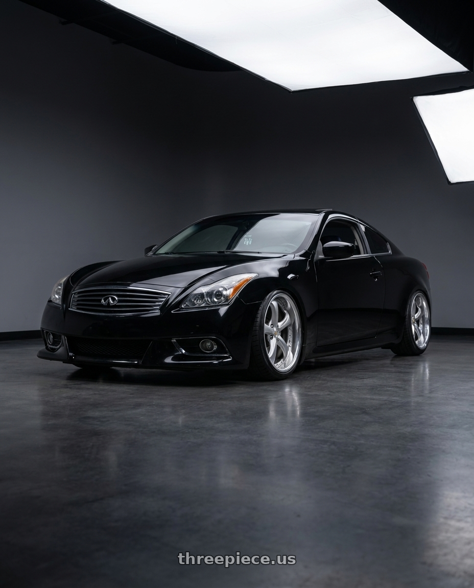2008 infiniti g37 with Work Wheels VS-KF 5x114.3 18x9.5+39 Light Grey Silver R Disk FULL REVERSE wheels