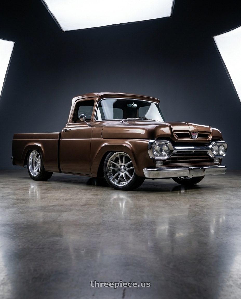 1960 ford f100 with Work Emotion Cr 3P 5x114.3 19x9.5+49 L Disk Burning Silver wheels