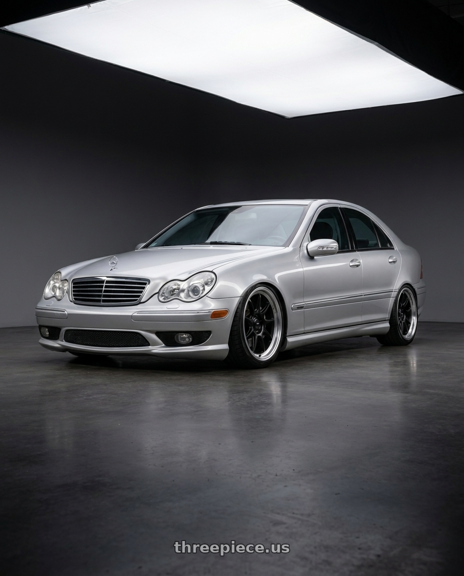 2006 Mercedes Benz C55 Amg W203 with Konig Countergram 5x112 19x11+40 Matte Black / Matte Machined Lip wheels