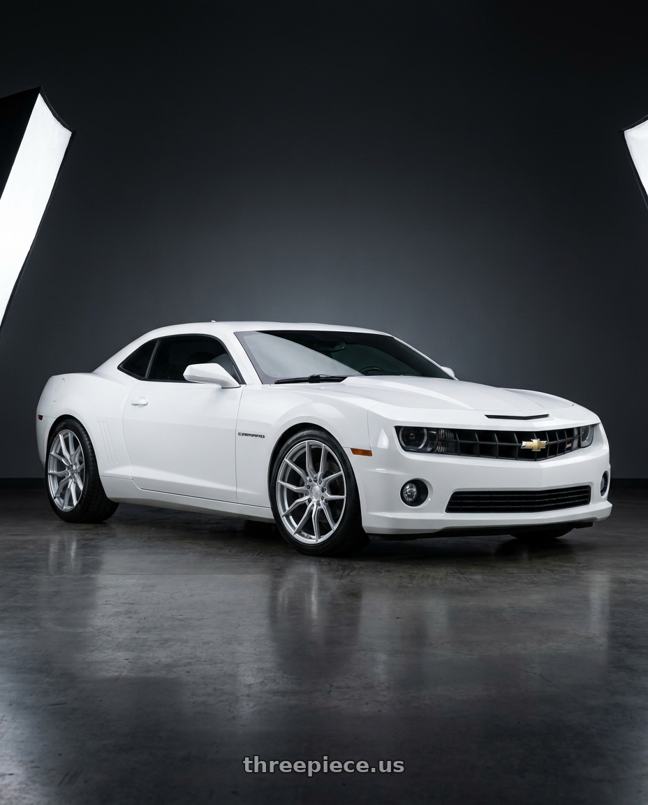 2014 Chevrolet Camaro 5th Gen with Aodhan AFF1 5x120 20x9+30 Gloss Silver Machined Face wheels