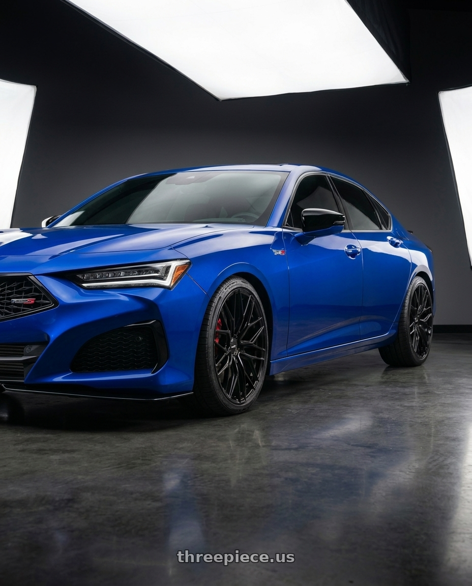 2021 tlx type s apex blue with Vors TR4 5x120 20x9.5  +35 Hyper Black wheels