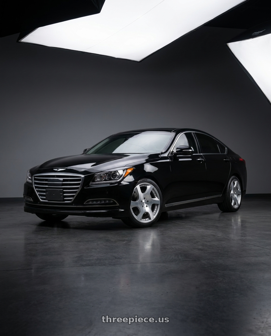 2016 hyundai genesis 3 8 with MRR VP3 5x114.3 19x8.5  +35 Silver Machine Face wheels