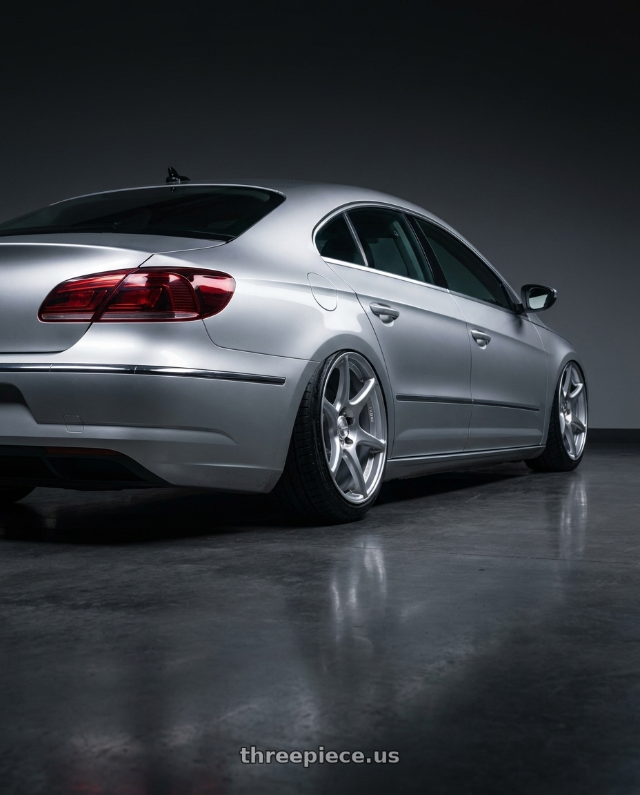 2015 Volkswagen CC with Kansei K11S Tandem 5X112 19x9.5 22 Hyper Silver wheels rear three quarter view slight stretch tires