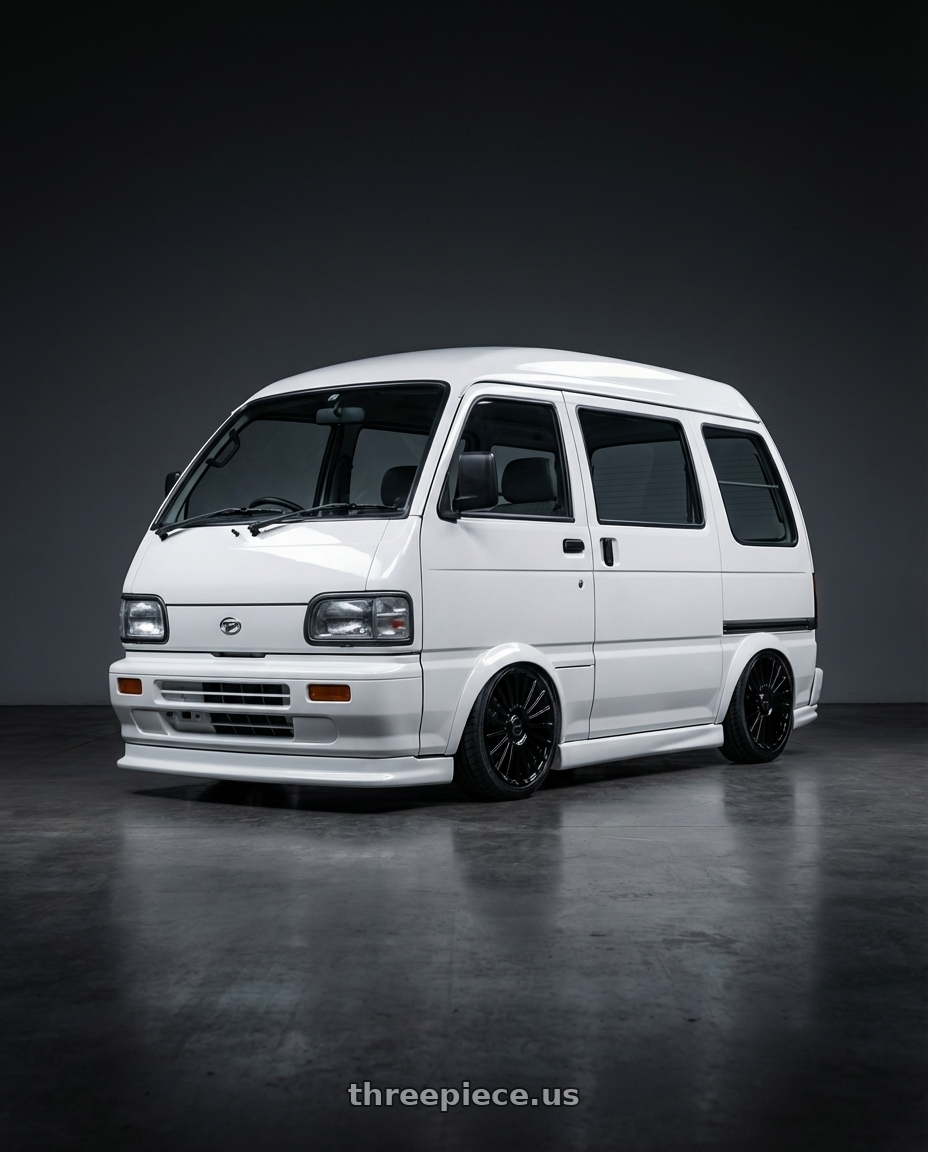 asia towner 1997 branca with RAVETTI M18 5X100/5X114.3 17x7.5 +38 GLOSS BLACK wheels