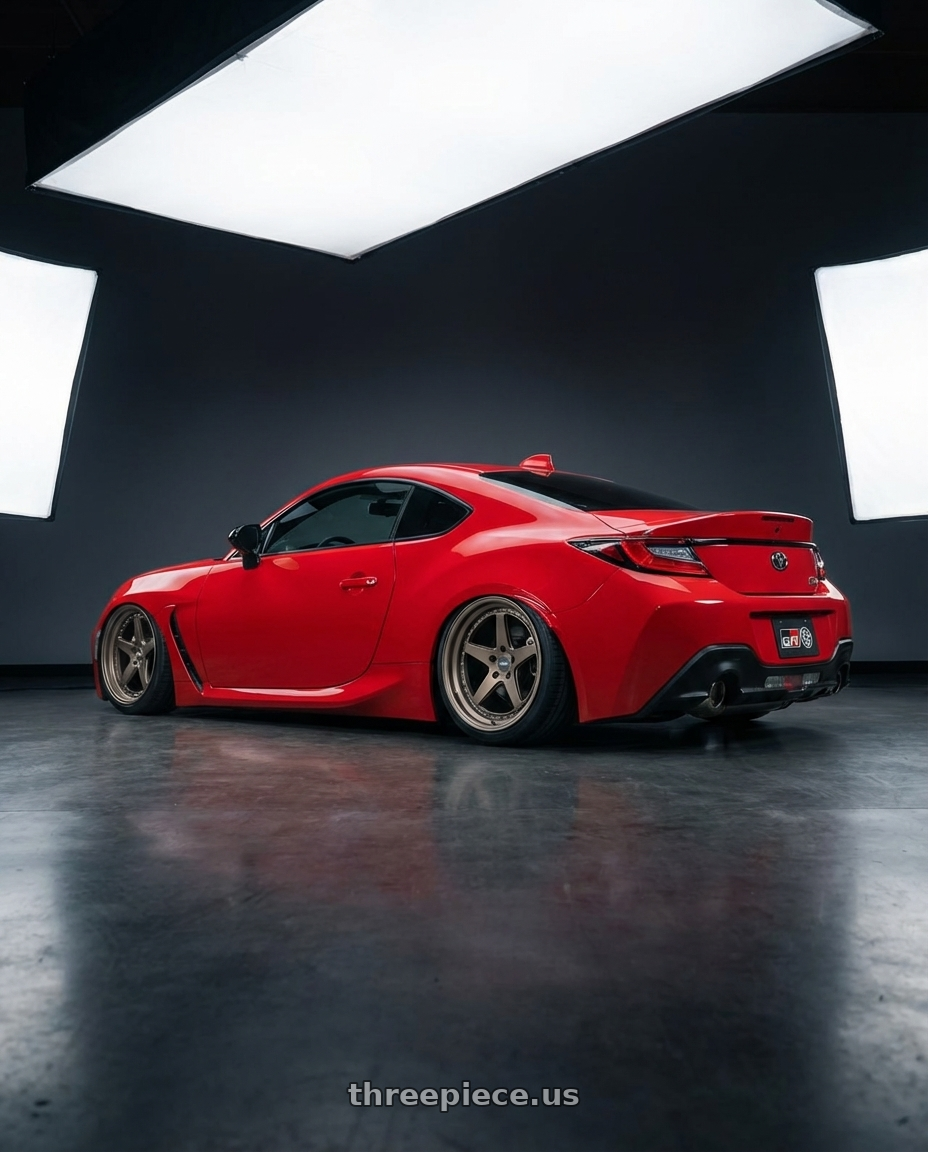 2024 Toyota GR86 with ESR Wheels CS SERIES CS5 5x114.3 18x9.5 +22 Matte Bronze wheels rear three quarter view slight stretch tires