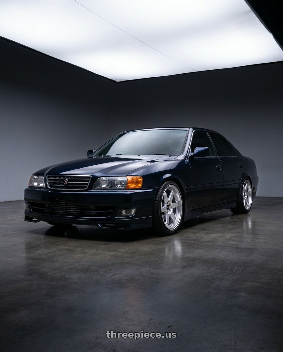 1998 toyota chaser with Vors TR37 5x112 18x8.5  +35 Silver Machine Face Lip wheels