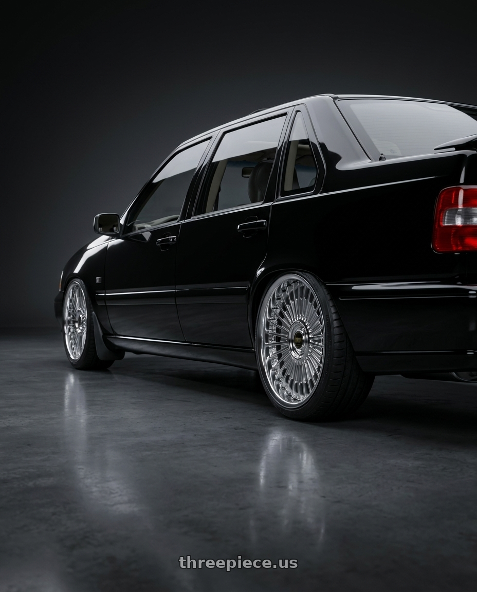 2000 Volvo s70 glt with Work Emitz Chrome 5x108 19x8.0 +45 wheels rear three quarter view square tires