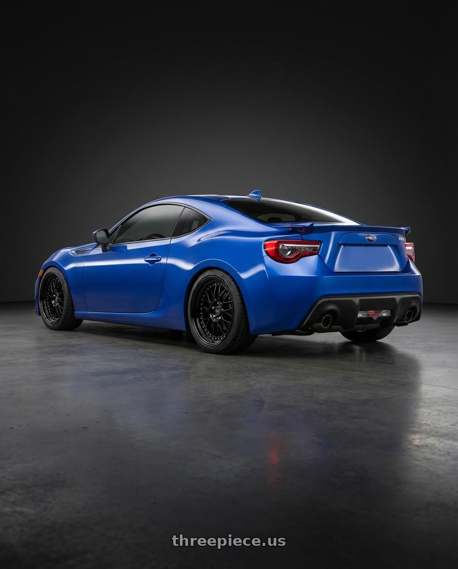 2017 Subaru BRZ with ESR Wheels SR SERIES SR01 5x100 17x8.5 +30 Gloss Black wheels rear three quarter view square tires