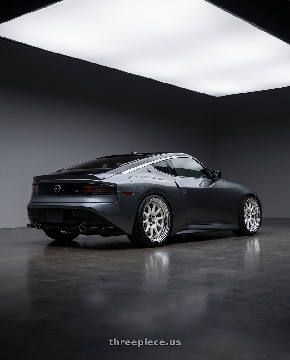 2025 Nissan Z with Work Emotion Rs11 2p wheels rear three quarter view slight stretch tires