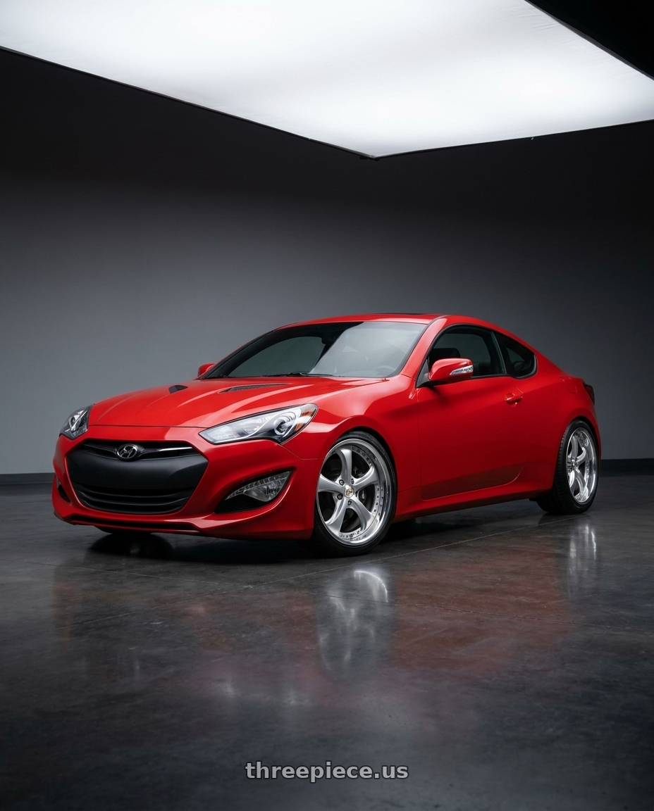 2014 Hyundai Genesis Coupe with Work Wheels VS-KF 5x114.3 18x8+34 Light Grey Silver O Disk FULL REVERSE wheels