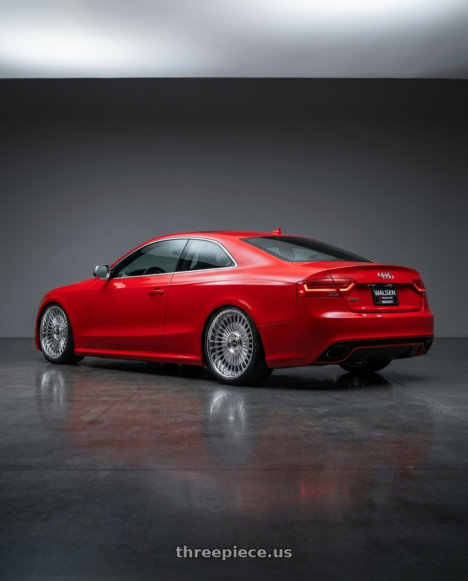 2013 audi rs5 with Work Emitz 5x112 Chrome 20x9.5 +22 wheels rear three quarter view square tires