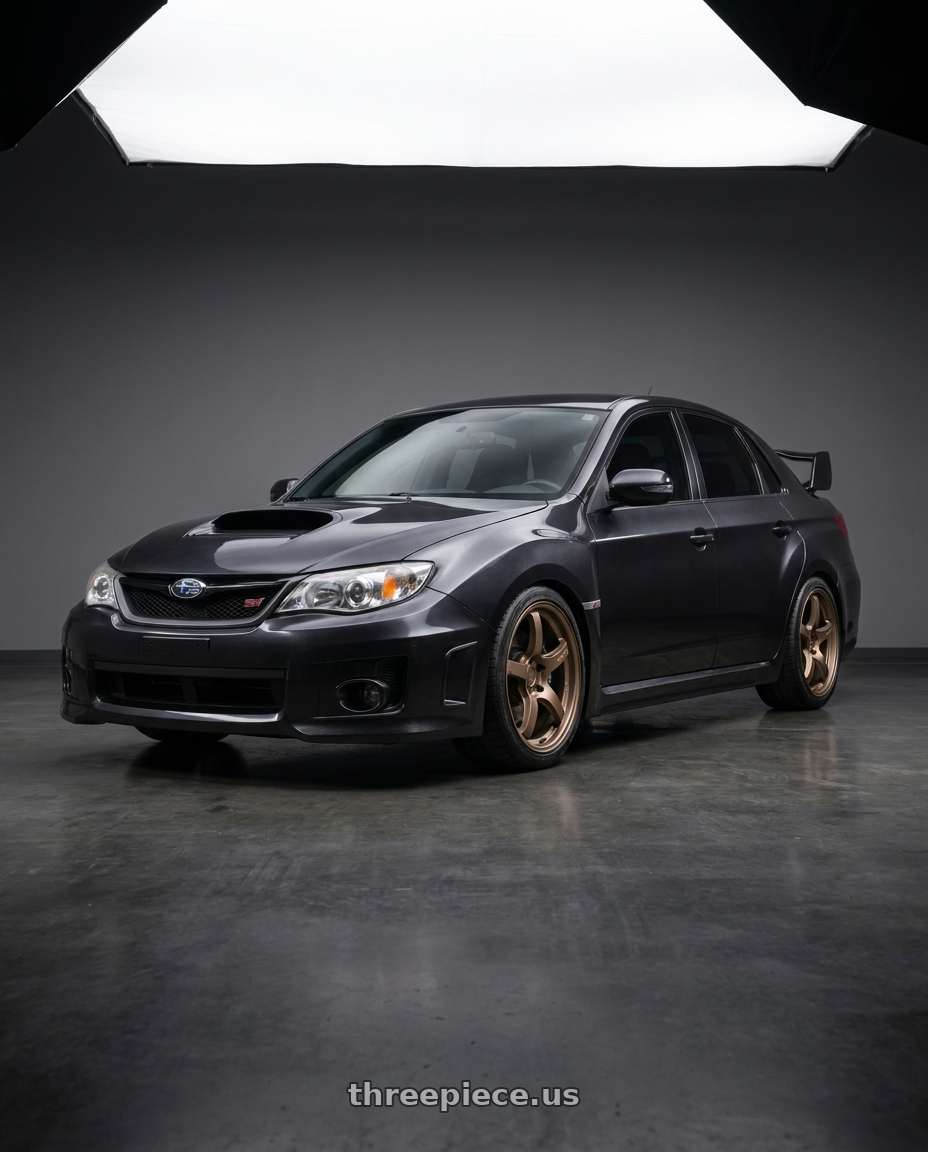 2013 Subaru WRX STi dark with Gram Lights 57CR 5x114.3 18x9.5+12 Bronze II wheels
