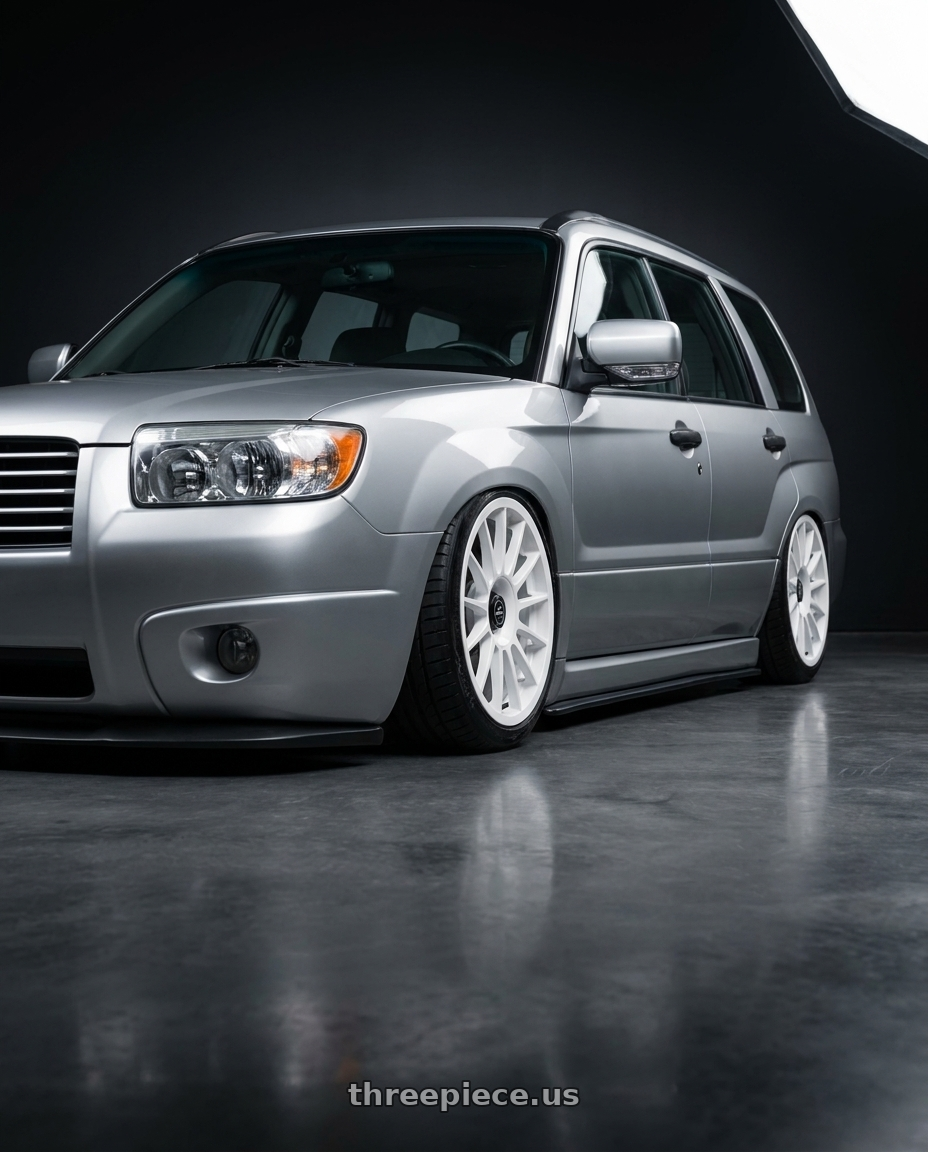 2006 Subaru fozzy with fifteen52 PODIUM 5x112 / 5x120 18x8.5 +35 RALLY WHITE (GLOSS WHITE) wheels