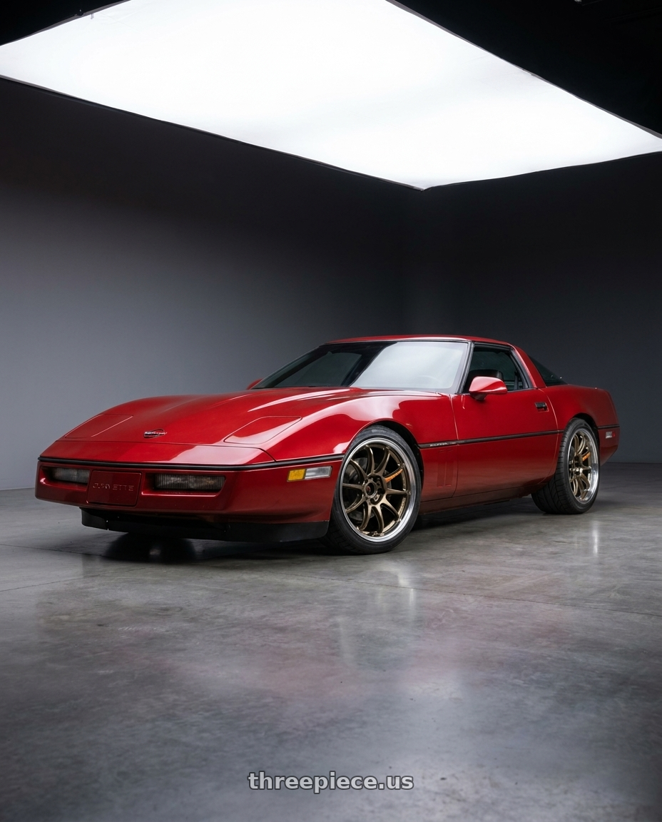 1990 Chevrolet Corvette with Work Emotion Zr10 5x120 18x10.5 +12 Titanium Diamond Lip Cut wheels