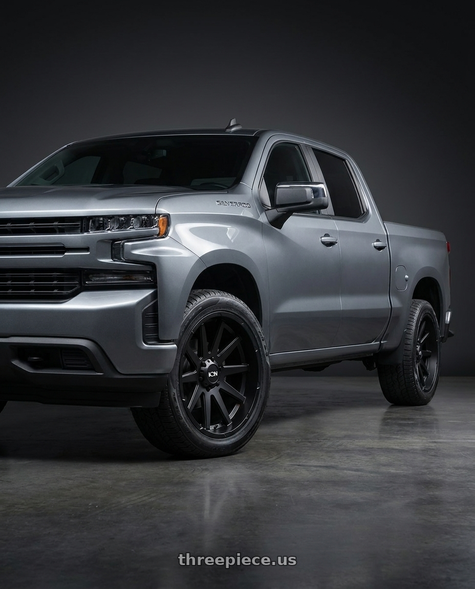 2021 Chevrolet Silverado 1500 LT with Ion Type 143 6x139.7 20x10-19 Matte Black wheels