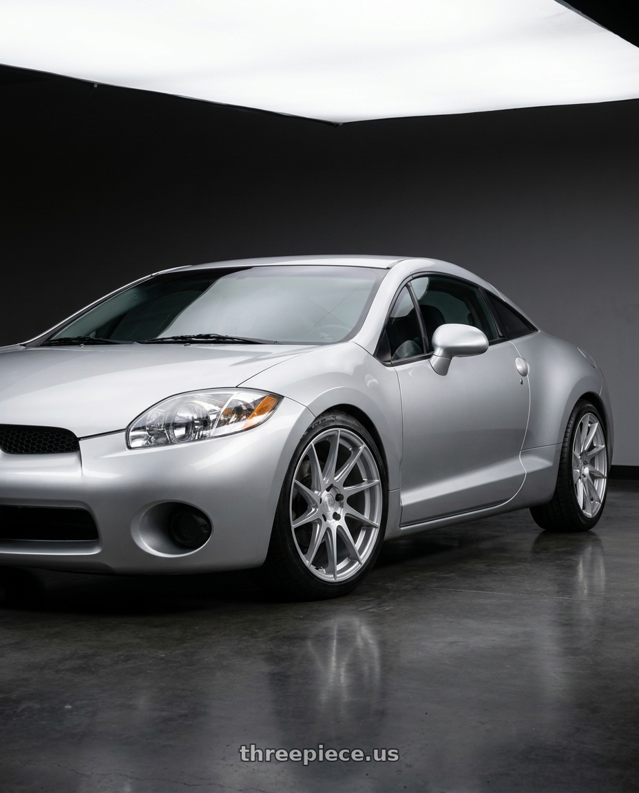 2010 Mitsubishi Eclipse with Aodhan AH09 5x114.3 18x8.5 +35 Gloss Silver Machined Face wheels