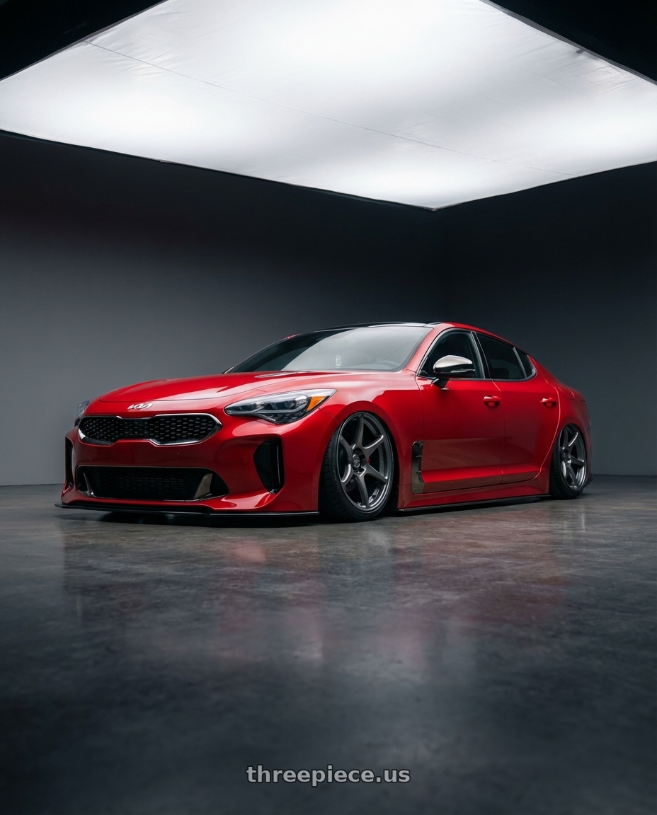 2022 Kia Stinger GT with Kansei K11G Tandem 5x114.3 19x9.5 22 Gunmetal wheels