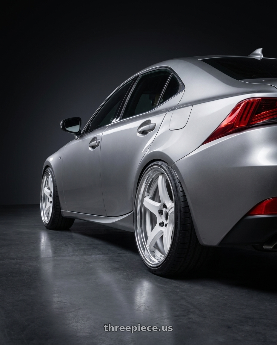 2018 lexus is300 with Work T5R 2P 5x114.3 18x10.0 +45 WHITE wheels rear three quarter view square tires